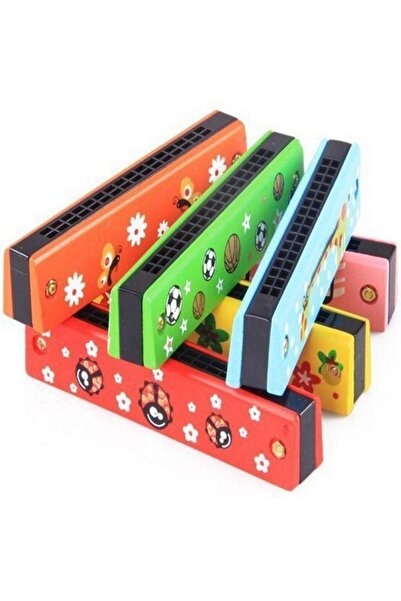 Agem Elit لعبة خشبية 1 قطعة خشبية 16 فتحة صف مزدوج ملون منقوشة هارمونيكا للأط...