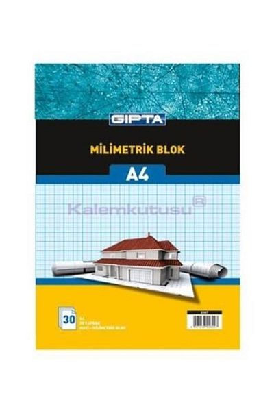 Gıpta Blue Bristol Cover Millimetric Block - 30 Sheets (A4)