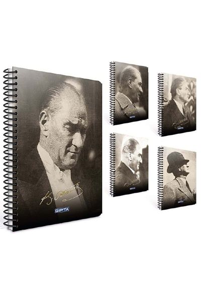 Gıpta Ataturk Spiral Paperback Notebook (a4)-100 Sheets (Squared)