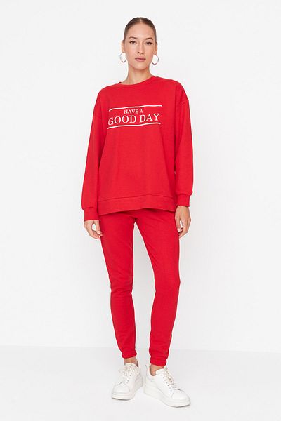 Trendyol Collection Trainingsanzug - Rot - Relaxed Fit