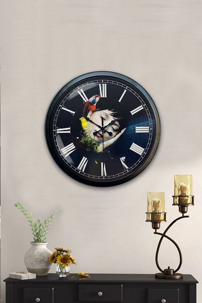 Kasva Concept Gift 40 cm Black Metal Sleeping Wall Clock