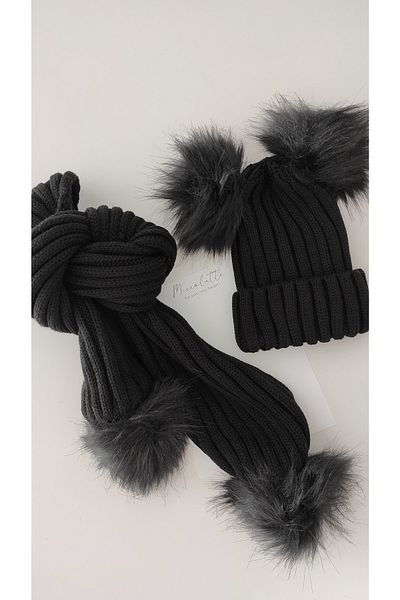Miccolatte Set beanie eșarfă pentru bebeluși și copii (1-4 ani)