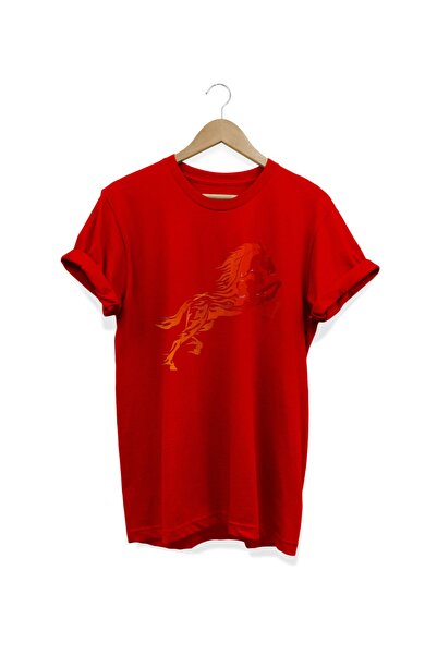WİDİ Konj Štampano Crveni T-shirt