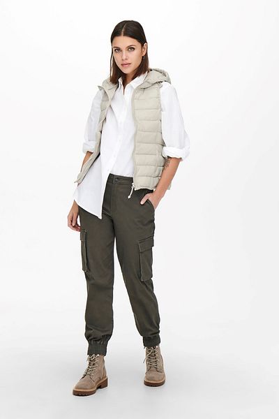 ONLY Women's Hooded Quilted Vest 65515205760 Beige