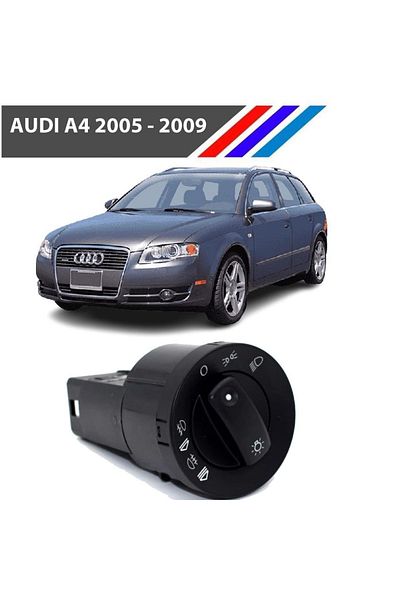 MEPARTS مفتاح تشغيل وإيقاف تشغيل المصباح الأمامي لسيارة Audi A4 مع ضباب أمامي وخلفي 2005 - 2008