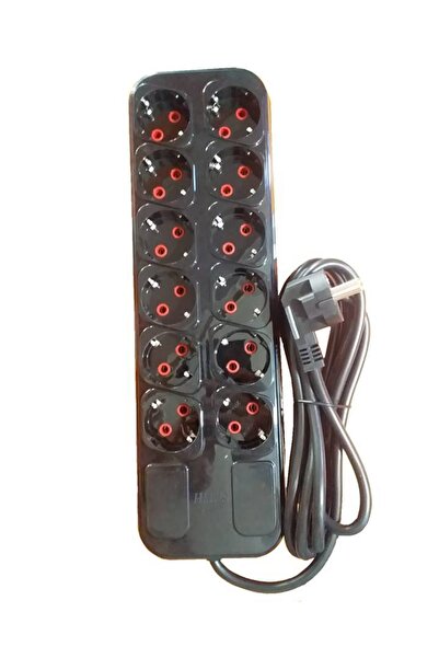 OBUKACHA Fetih Siyah 12'li Çoklu Grup Priz 2 Metre Viko Marka Kablolu