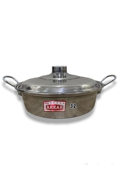 YILDIZ ARKAR Alüminyum Basık Tava Pilav Kızartma Tenceresi Metal Kulp 32 Cm