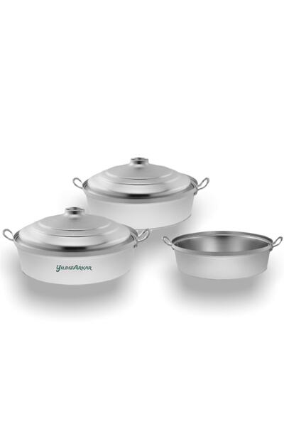 YILDIZ ARKAR Aluminum Flat Pan Pilaf Frying Pot Metal Handle 36 cm