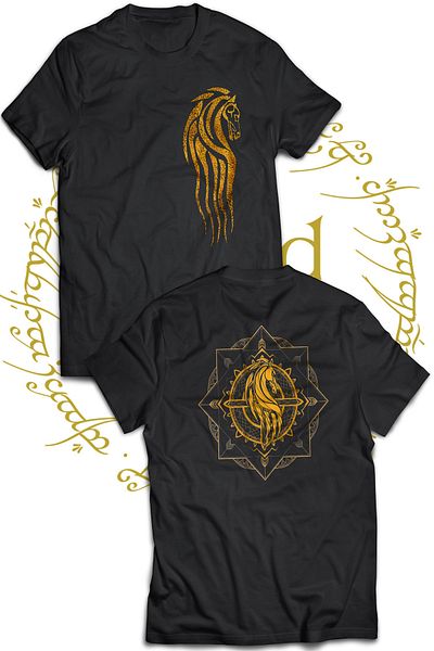 remonz Μπλουζάκι Lotr Rohan Double Printed 100% Cotton Black Large Size T-shirt