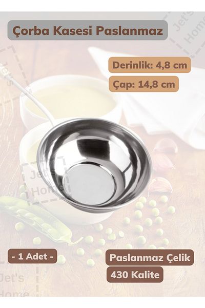 Jet's Home Steel Soup Bowl 14.8 Cm Stainless Steel Bowl
