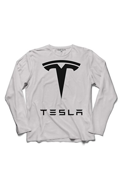 Kendim Seçtim Tricou Tesla Motors Nikola Tesla Logo Elon Musk cu mânecă lungă