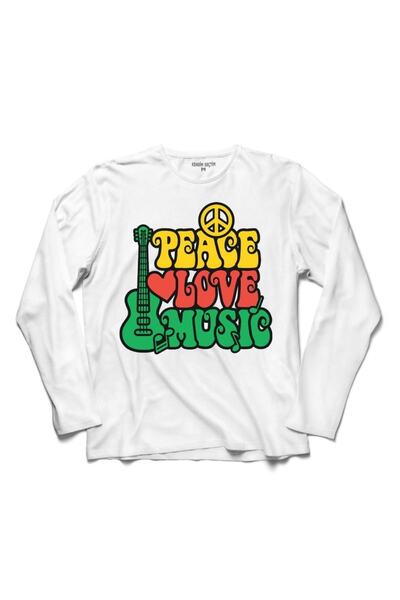 Kendim Seçtim Tricou cu mânecă lungă Peace Raggae Love Music Bob Marley