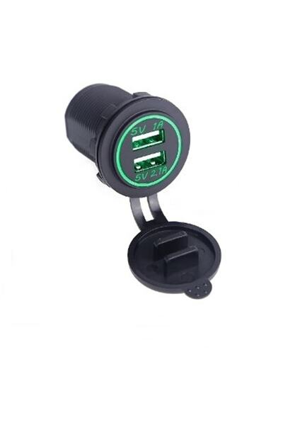 Autoline Araç İçi Çift Portlu Usb Şarj 12-32v Arası Çalışan Yeşil