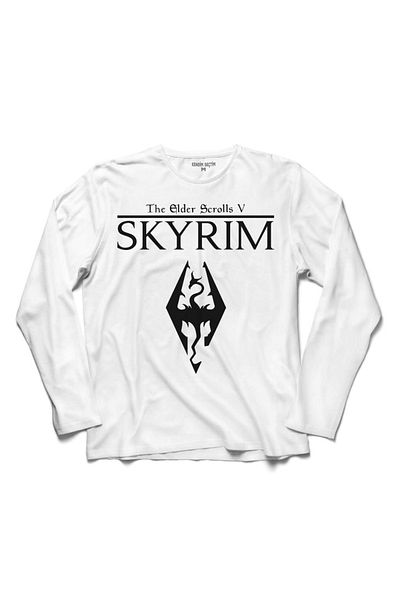 Kendim Seçtim Tricou cu mânecă lungă Skyrim Dragon Logo The Elder Scrolls V 3