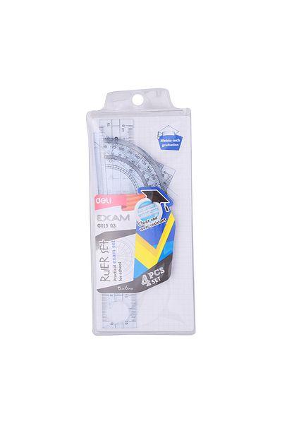 Deli Ruler Drawing Set 4 Pieces Blue G01903