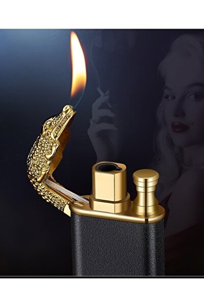 GiralStore Çift Arklı Timsah Tasarımlı Gazlı Çakmak Siyah