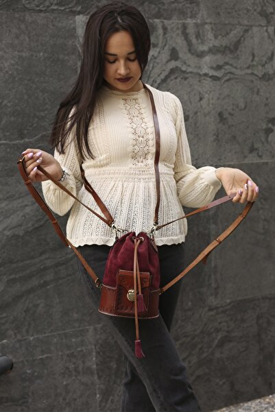 volk Genuine Leather Women's Handcrafted Backpack and Shoulder Bag - 16x25x8