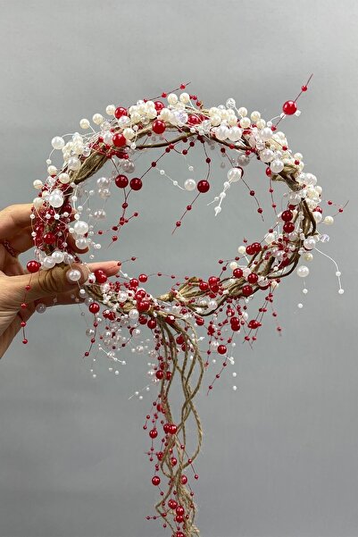 Limelia Булчинска корона от кристали, кремави перли и слама