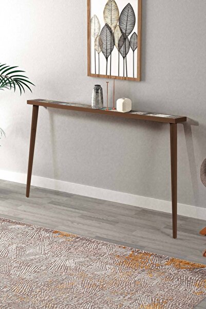 bluecape Alaska 142x12cm Doğal Ağaç Tek Sıra Traverten Taşlı Dresuar