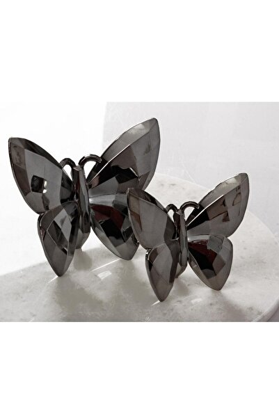 Genel Markalar Dekoratif Kristal Kelebek 2'li Biblo Obje Siyah