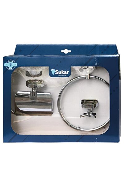 Sukar Bathroom Accessory Set Chrome Paper Holder - Hanger - Towel Holder Luxury Quality
