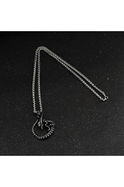 Viking Men's Necklace - Alien Gothic Creature Antique 316L Steel
