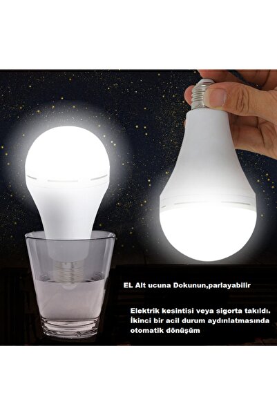 Cata 9 Watt E27 Duylu Şarjlı Led Ampul Ct-4229 Beyaz Işık