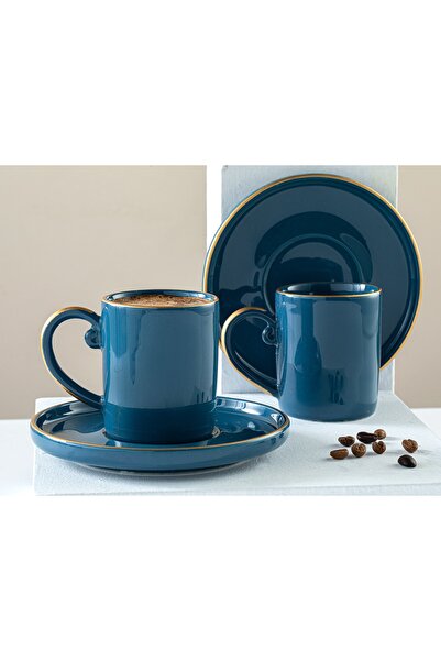 English Home Sacha Porselen 2'li Kahve Fincan Takımı 85 Ml Koyu Mavi