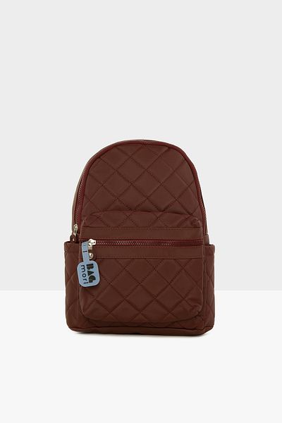 Bagmori Claret Red Women's Quilted Backpack with Femi Detail M000007534