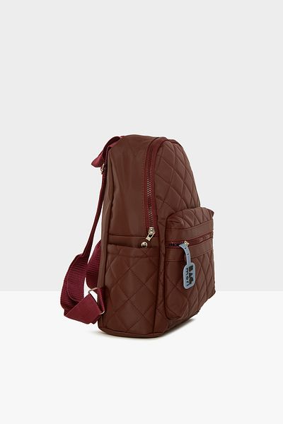 Bagmori Claret Red Women's Quilted Backpack with Femi Detail M000007534