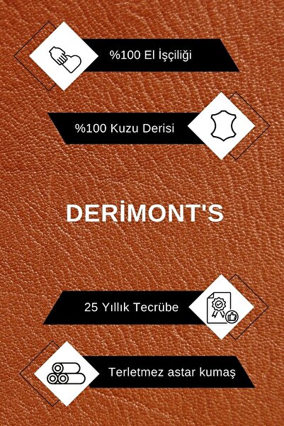 Derimont's Hakiki Kuzu Derisi Siyah Erkek Deri Mont Yandan Fermuarlı Mono Yaka Deri Ceket