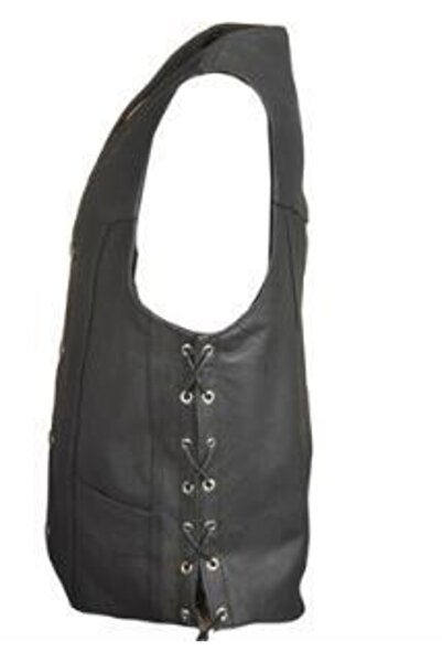 Derimont's Hakiki Deri Siyah Cooper Düğmeli Erkek Deri Yelek