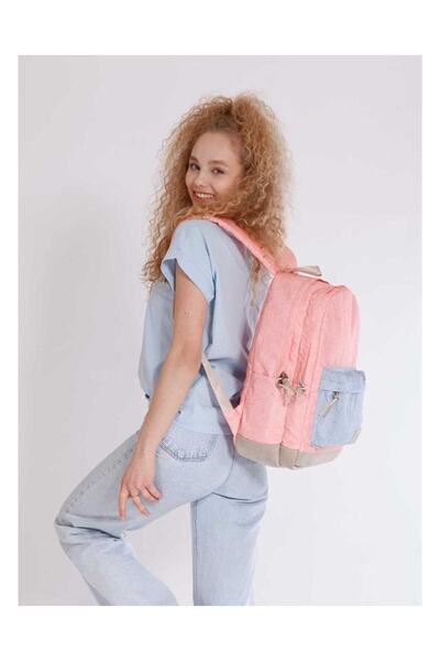 KAUKKO Women Girl Wichlight Salmon Flowers Backpack K1337