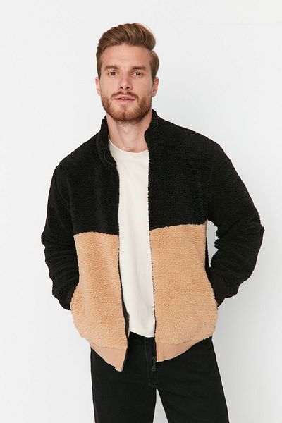 Trendyol Collection Μαύρο βελούδινο μπλουζάκι φούτερ - γιακάς, φερμουάρ - TMNAW23SW00179