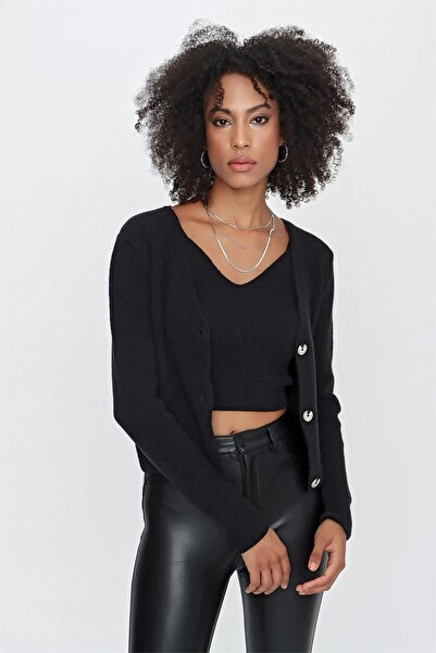 CHUBA Γυναικείο εσώρουχο με λουράκι - Ζακέτα Melange Διπλό Πλεκτό Σετ Μαύρο 23w317