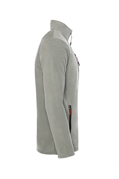 MAXIMILLIAN Ανδρικό φλις γκρι χρώμα με 3 τσέπες με φερμουάρ και γιακά μπατό για εξωτερικούς χώρους