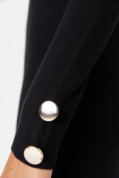 Trendyol Collection Μαύρο Πλεκτό Φόρεμα με Λεπτομέρεια Φούστας