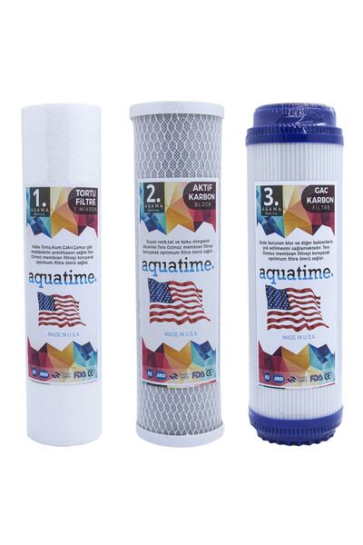 Aquatime Su Arıtma Cihazı Filtreleri 3'lü Set-çift Karbon Paket