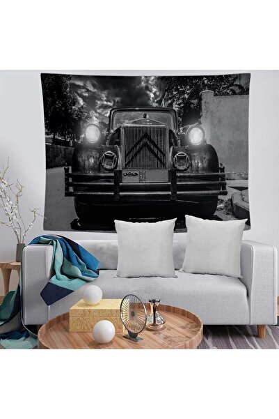 BAMBAŞKA MODA غطاء حائط مزخرف مقاوم للبقع وقابل للغسل باللون الأسود للسيارة B...