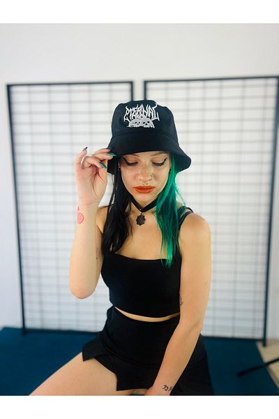 HemenALbence Gothic Written Black Bucket Model Fisherman Bucket Hat Hat