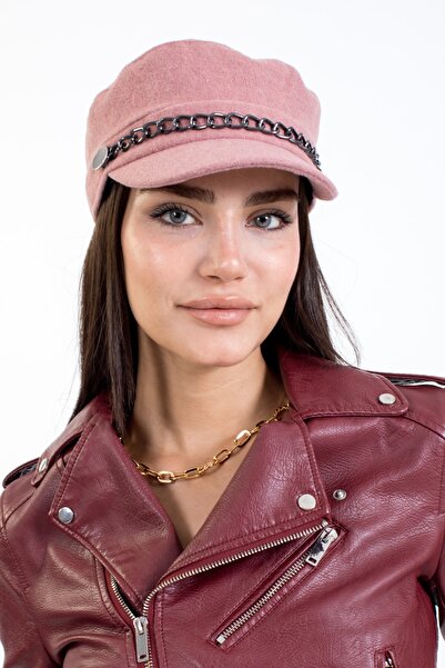 LadyColor قبعة نسائية شتوية نسائية من الكشمير المتسلسلة باللون الوردي