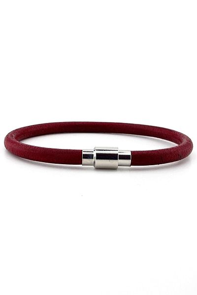 Solfera Claret Red Original Antique Leather Metal Clip Men's Bracelet M025e