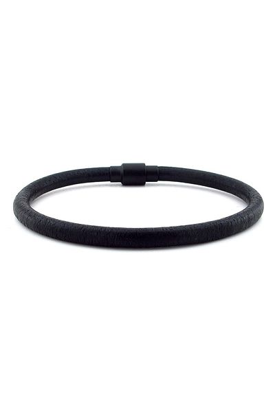 Solfera Full Black Genuine Leather Black Magnet Men's Bracelet M024a