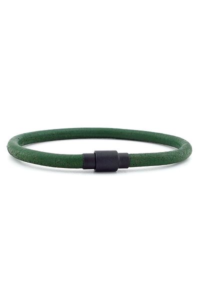 Solfera Green Color Original Antique Leather Black Clip Men's Bracelet M024f