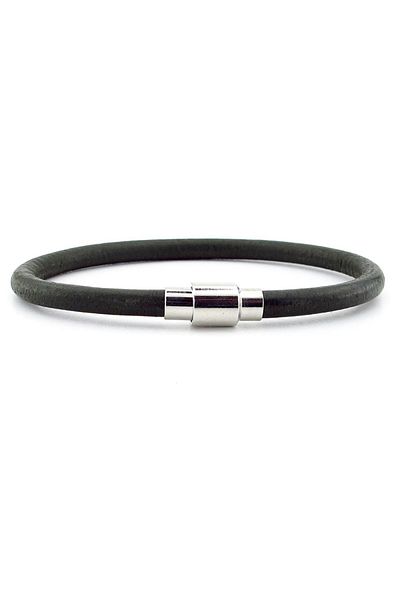 Solfera Khaki Green Original Leather Metal Clip Men's Bracelet M025c