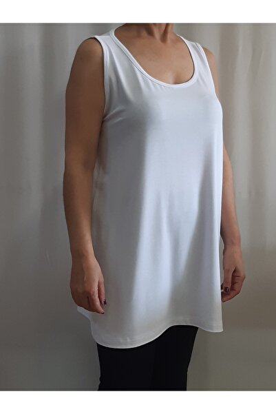 Mertcan Butik White Thick Strap Combed Cotton Viscose T-Shirt