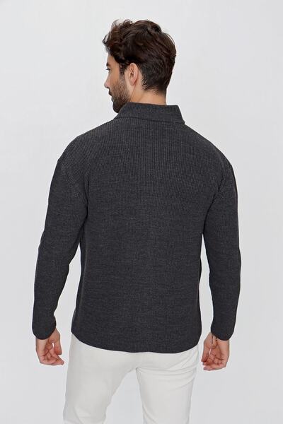 CHUBA Erkek Regular Fit Selanik Triko Hırka Antrasit 23w208