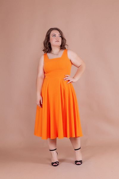 Bidoluelbise Women's Plus Size Square Collar Midi Length Dress