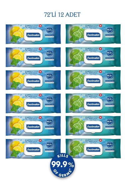 Freshmaker Antibakteriyel Islak Havlu Mendil 72’li 12 Paket