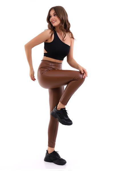 Winmoda34 Δερμάτινο καλσόν με γούνα στο εσωτερικό